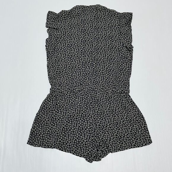 Rails Ellie Romper XS Black White Floral Rayon Tie Waist Button-Front - Picture 9 of 10